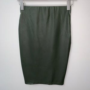 Revamped | Faux Leather Dark Green Skirt